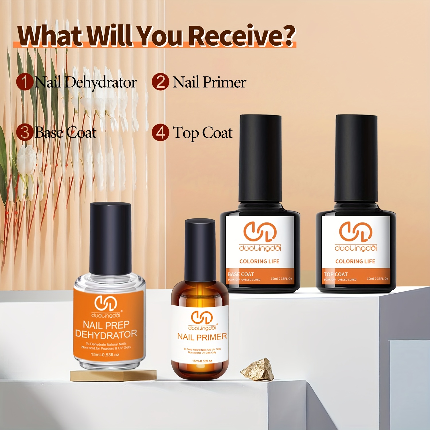 Nail Dehydrator Primer - Набор из 4 предметов: топ-гель и